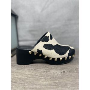 INC International Concepts Women's Cianna Clog Mules - Black/White Cow 6.5M
